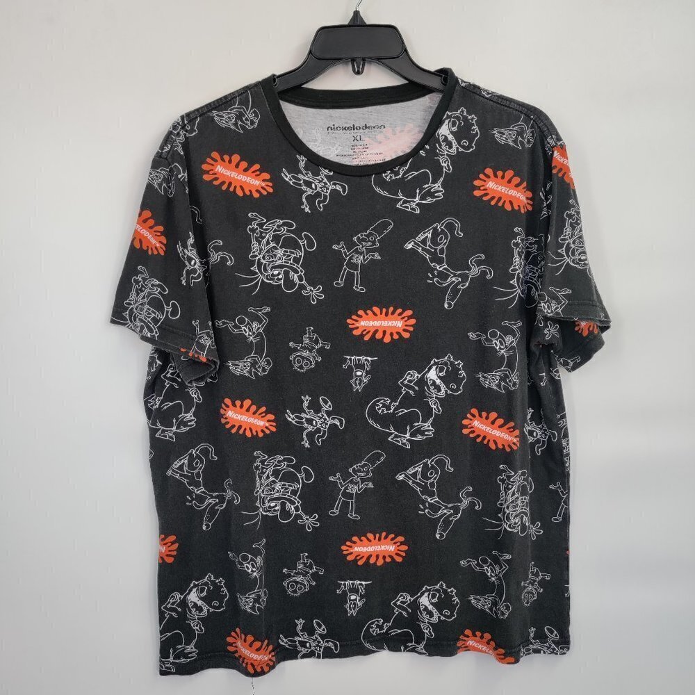 Nickelodeon Reptar Rocko Arnold Print 90's Crewneck Tees Short Sleeve Top XL Men